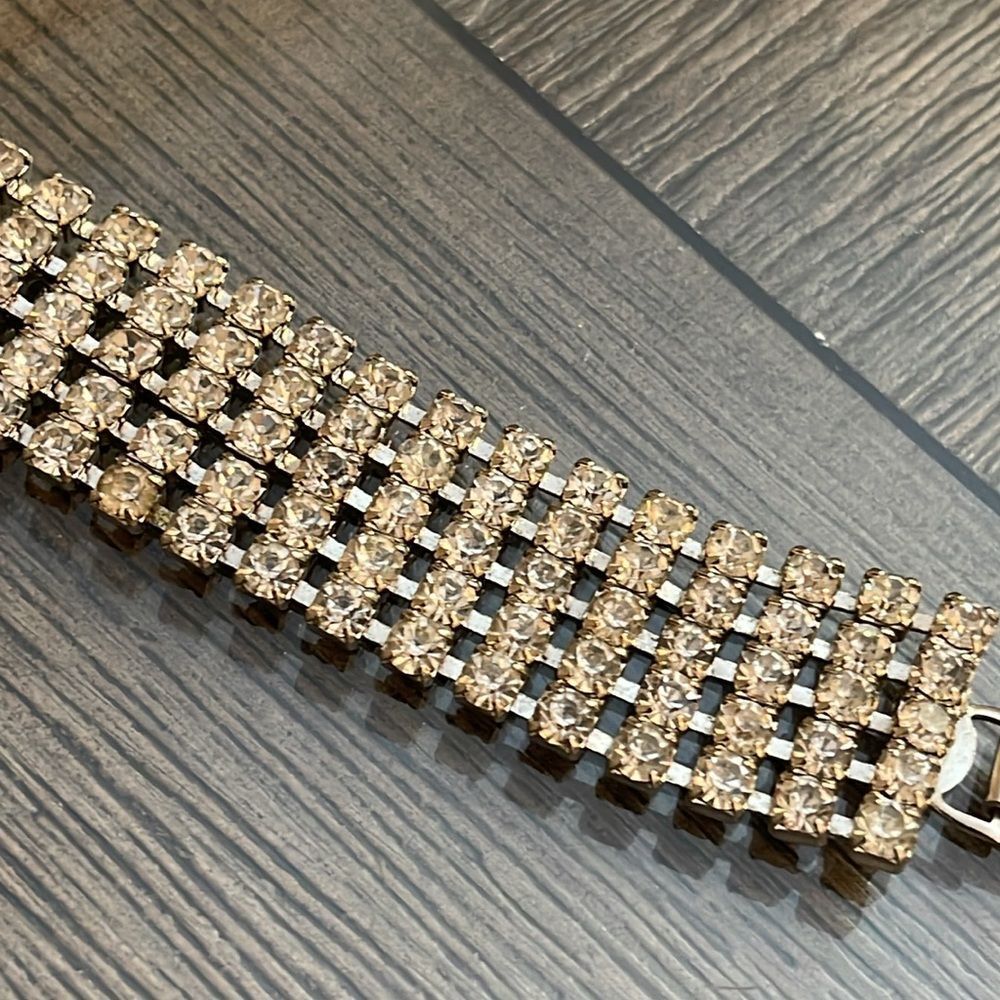 Vintage Wide Rhinestone Bracelet - Picture 6 of 16